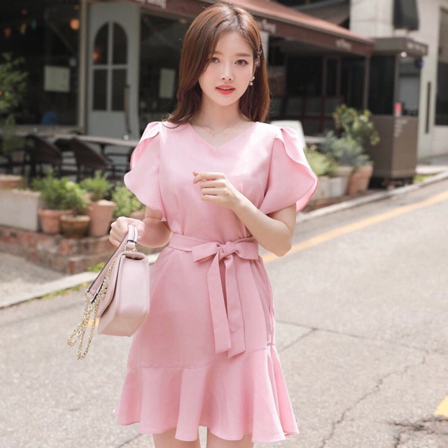 Đầm hồng tay sen tùng bèo