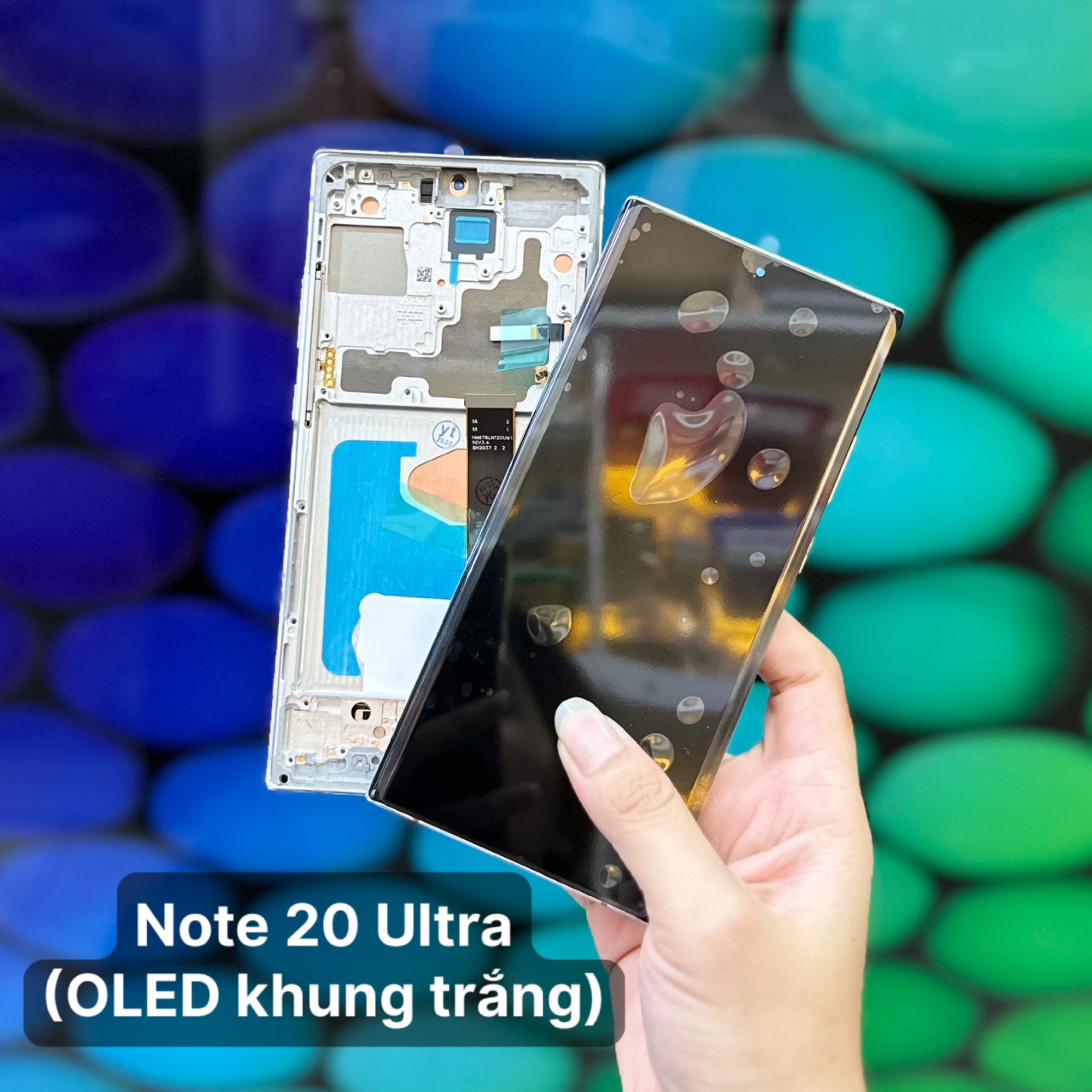 Samsung Note 20 Ultra gold frame, black, white display