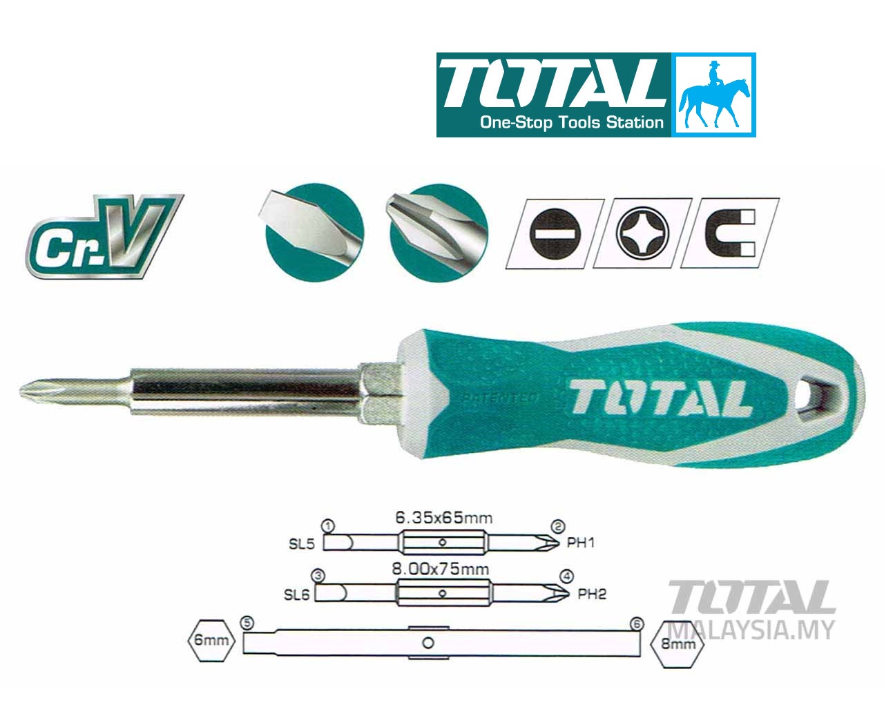[HCM]Bộ tuốc nơ vít 6 trong 1 TOTAL THT2506076