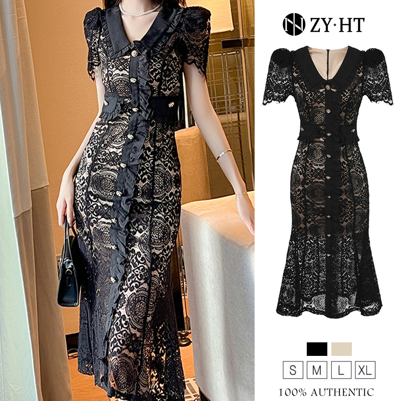 ZYHT Đầm Nước pháp phương Tây Mảnh mai vải ren trang trọng đầm đuôi cá 10535