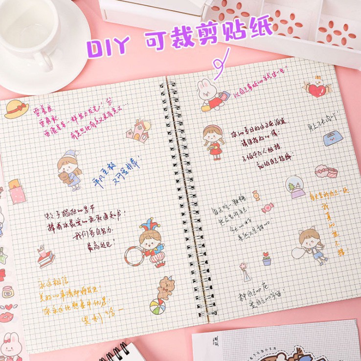 [ATKSHOP] Sticker Cô Gái decor trang trí bàn học, sổ nhật kí ( Set 4 tấm)