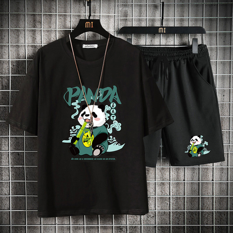 [ Hoàn Tiền 15% ] Bộ Quần Áo Thun Nam Tay Ngắn Cổ Tròn Họa Tiết Gấu Panda Gặm Trúc Phong Cách Trẻ Trung Năng Động SOYOUNG VN MEN QA 157