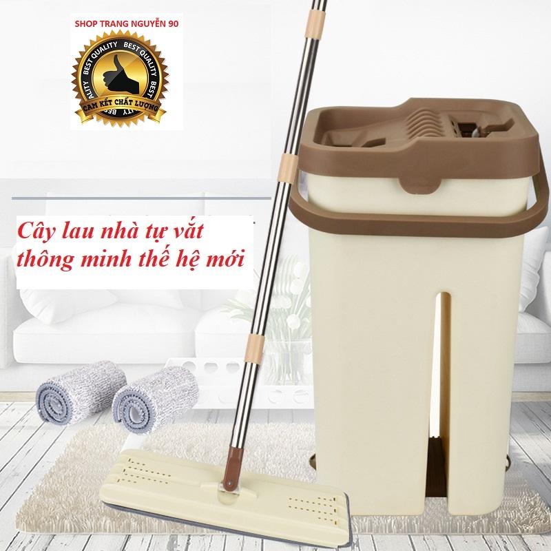 Bộ Cay Lau Nha 360 độ Vắt Phẳng Co Kem Thung 2 Ngăn Giặt Va Vắt Rieng Bộ Lau Nha Thong Minh Magic Flat Mop And Bucket Cln01