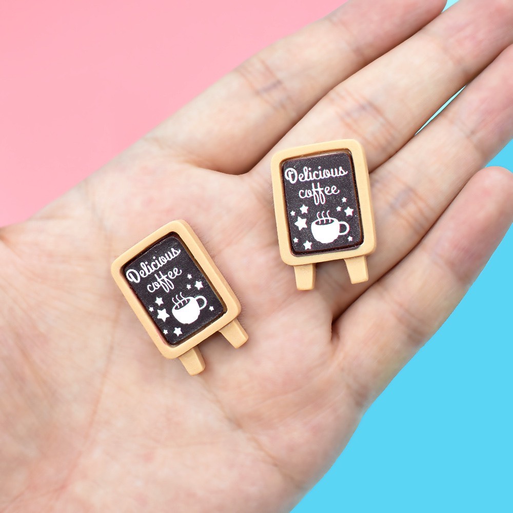Charm (C217) slime/ Dụng Cụ Charm Trang Trí [Ko Keo & Nút] Hình Bảng Hiệu & Hạt Cà Phê (1.3x1.6 cm)