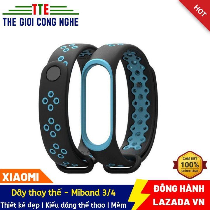 MIBAND 3/4 Dây Thay Thế Đồng Hồ - Dáng thể thao (Đen - Xanh Dương) - TTE