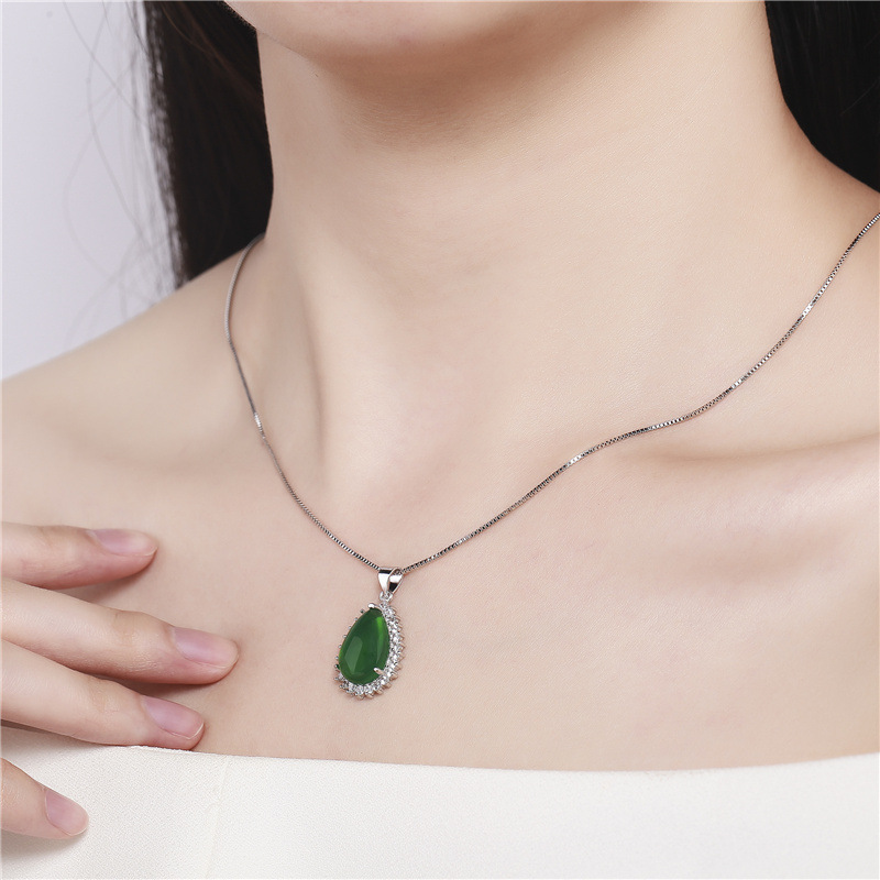 Dây chuyền mặt đá Ruby tổng hợp, thiết kế châu âu,