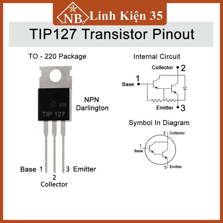 TIP127 100V/5A công suất 65W kiểu chân TO-220