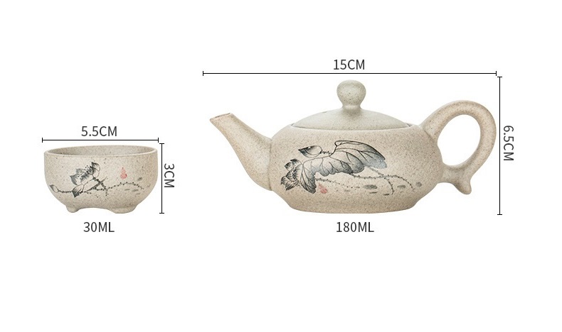 [HCM]Bộ bình trà sen đá chất liệu đất cao lanh và bột đá GFL0005