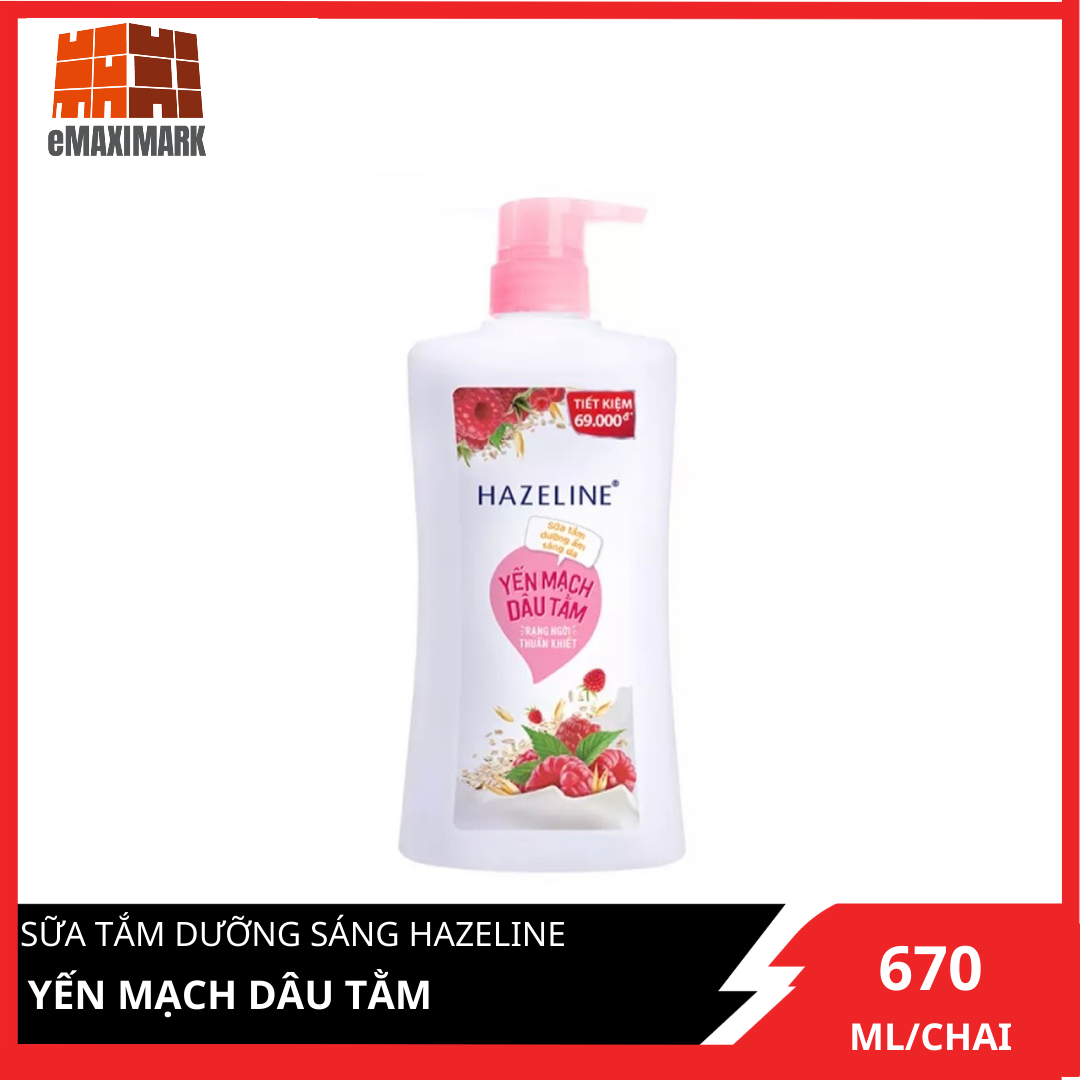 Sữa Tắm Dưỡng Sáng Hazeline Yến Mạch Dâu Tằm Chai 670G