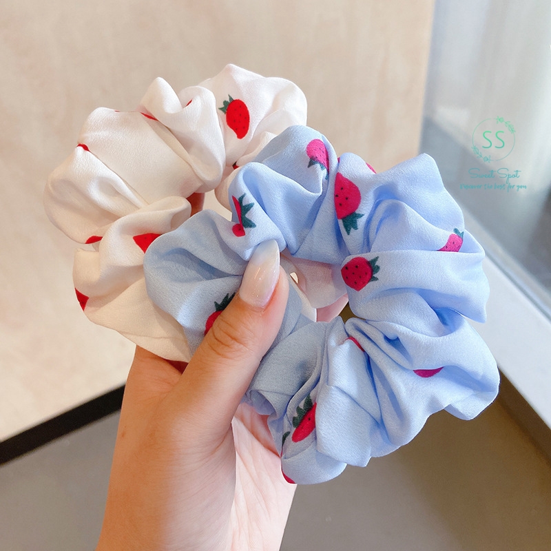 Combo 4 dây thun cột tóc, dây buộc tóc, vòng cột tóc dâu tây