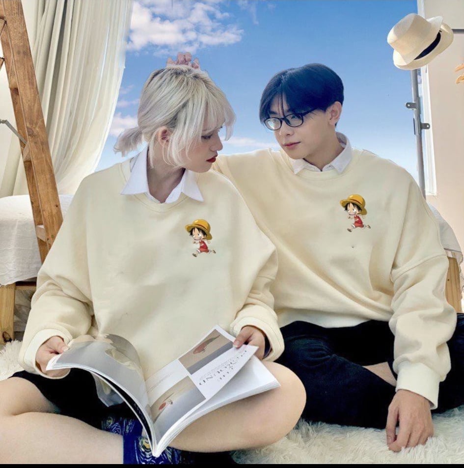 [ SWEATER ĐẸP ]Áo  sweater in hình  LUffy cute (trong luong tu 40 kg den 65kg )