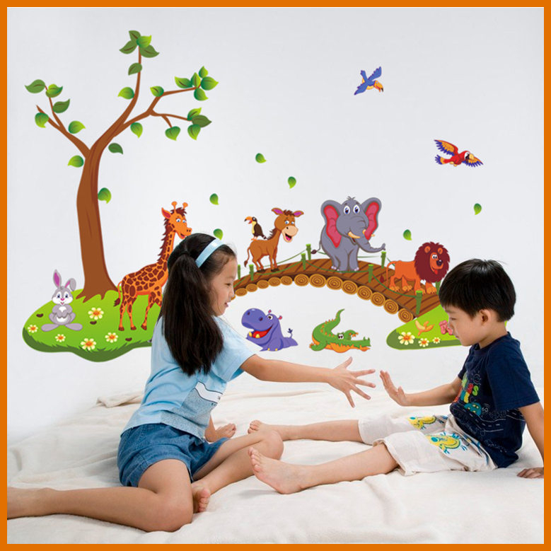 Decal dán tường thú qua cầu AY 9245