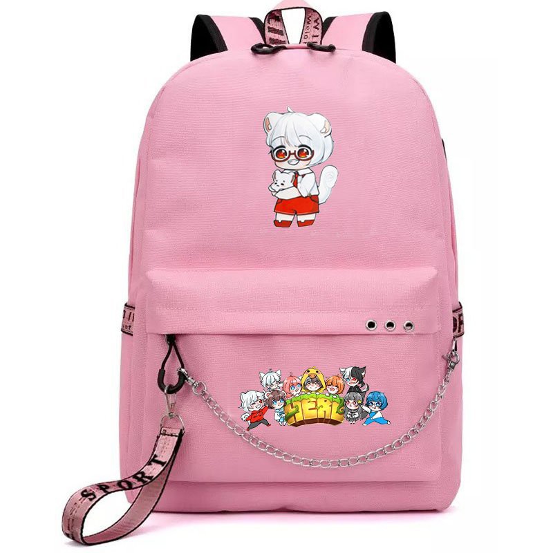 Balo thông minh hồng in hình HERO TEAM ver ÔM THÚ Simmy Phong cận Siro Mr Vịt Sammy Đào Timmy Kairon Timy Kamui