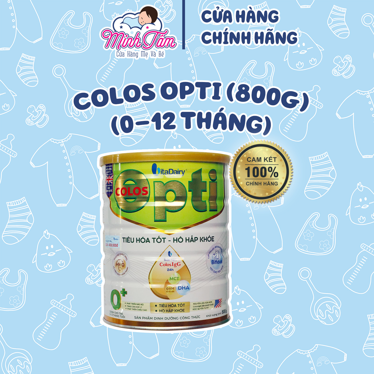Có mã QR Sữa bột Colos Opti 0+ 800g