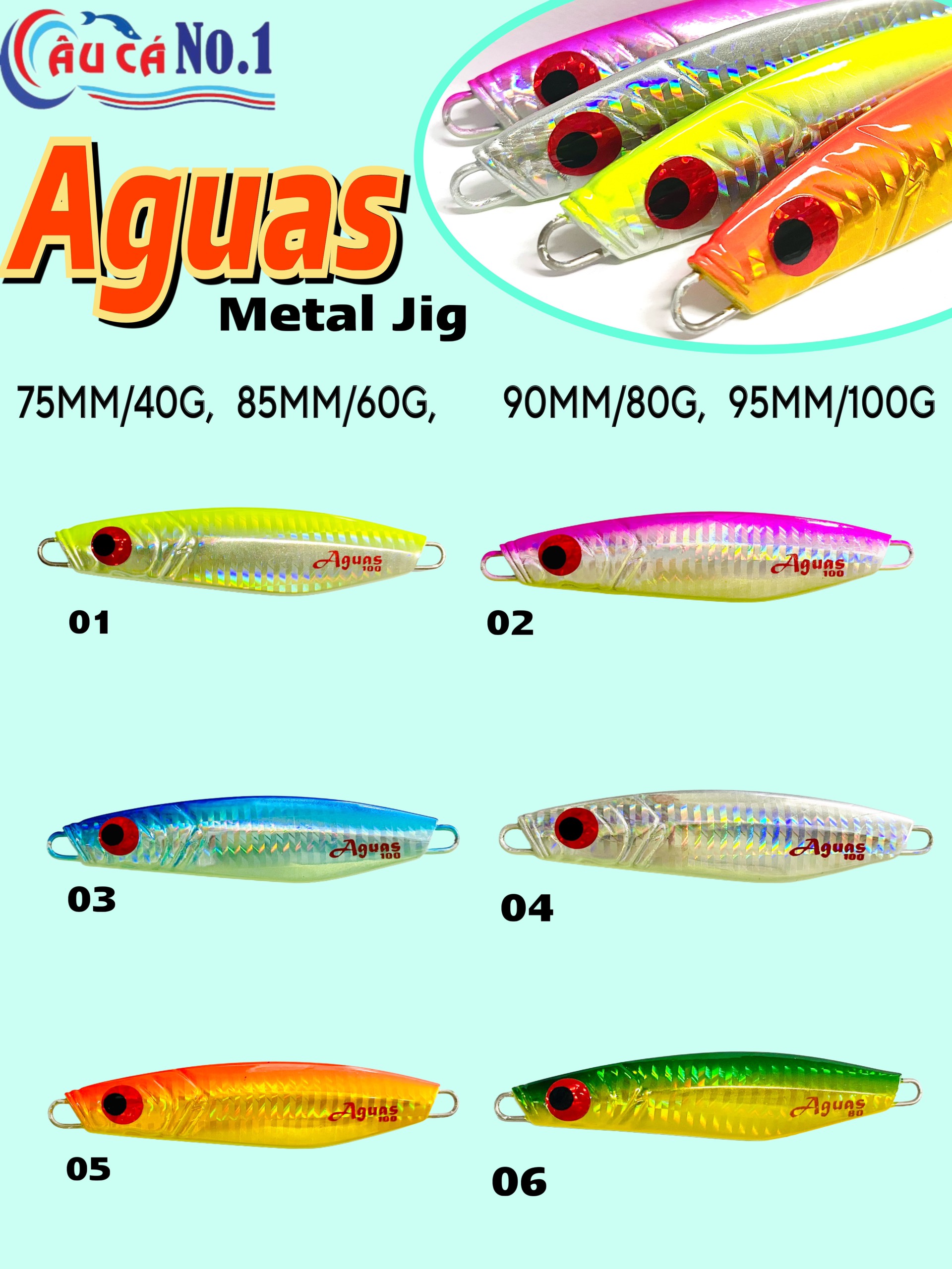 MỒI JIG CÂU CÁ PROHUNTER AGUAS METAL JIG 85MM/60G