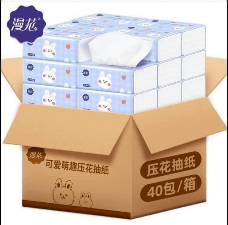 Thùng 40 Gói Giấy Ăn Thỏ Trắng Siêu Dai, Siêu Mịn (Hàng Nội Địa Trung)