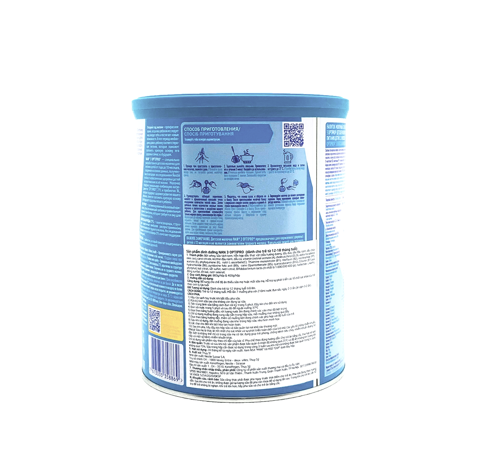 Sữa NAN Nga Số 3 - Lon 800gr - Nội Địa Nga.