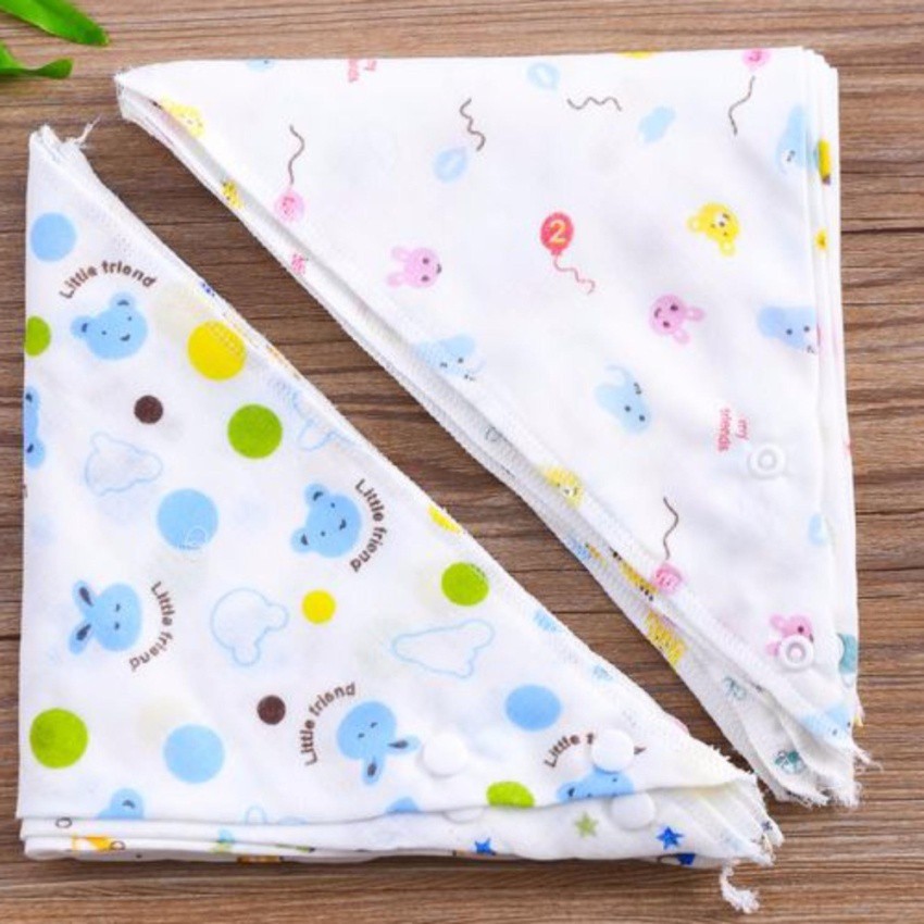 Set 2 Khăn yếm xô tam giác 2 lớp (có cúc bấm)