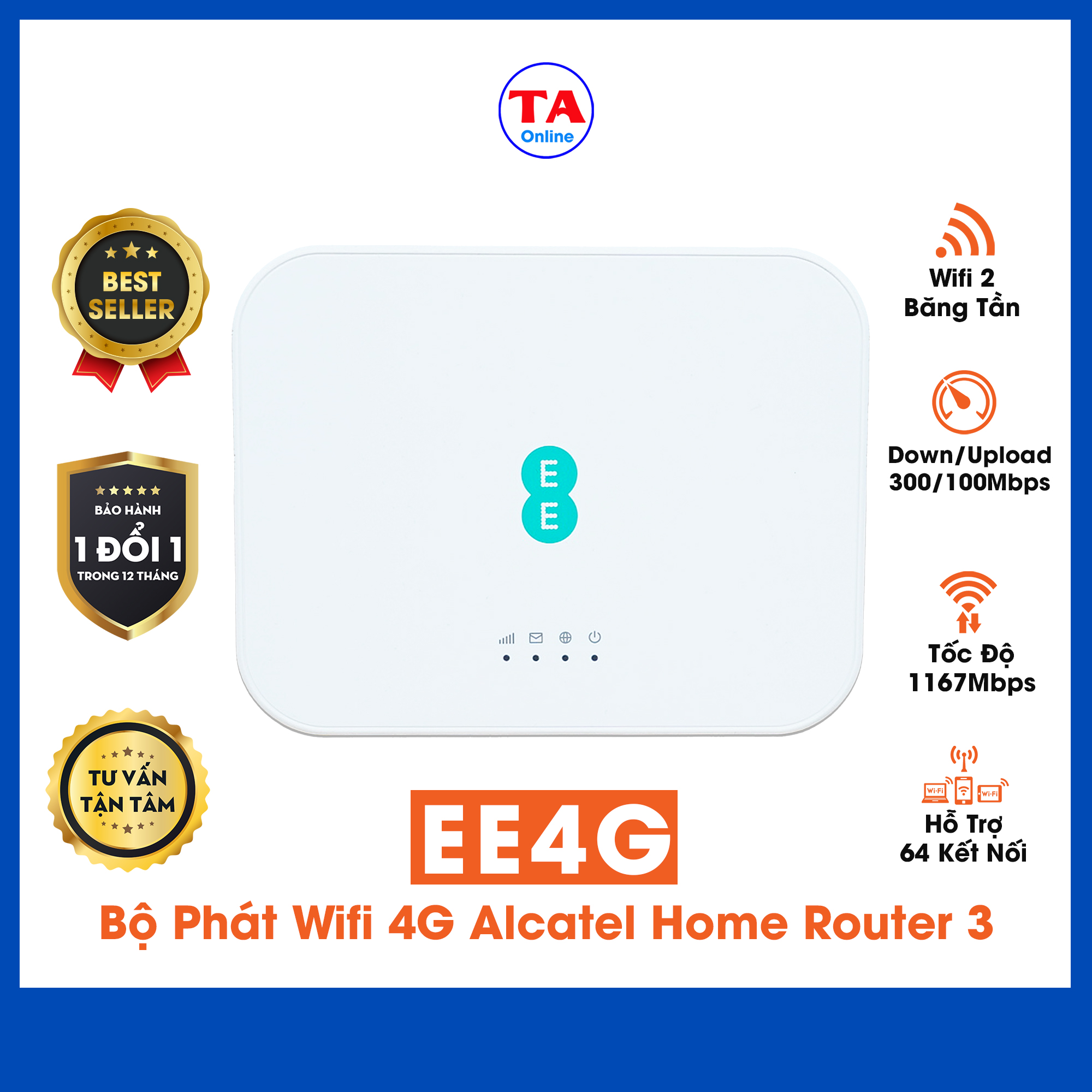 Bộ phát WiFi 4G Alcatel EE4G Wifi Dual Band 1200Mbps Home Router 3 D412C57