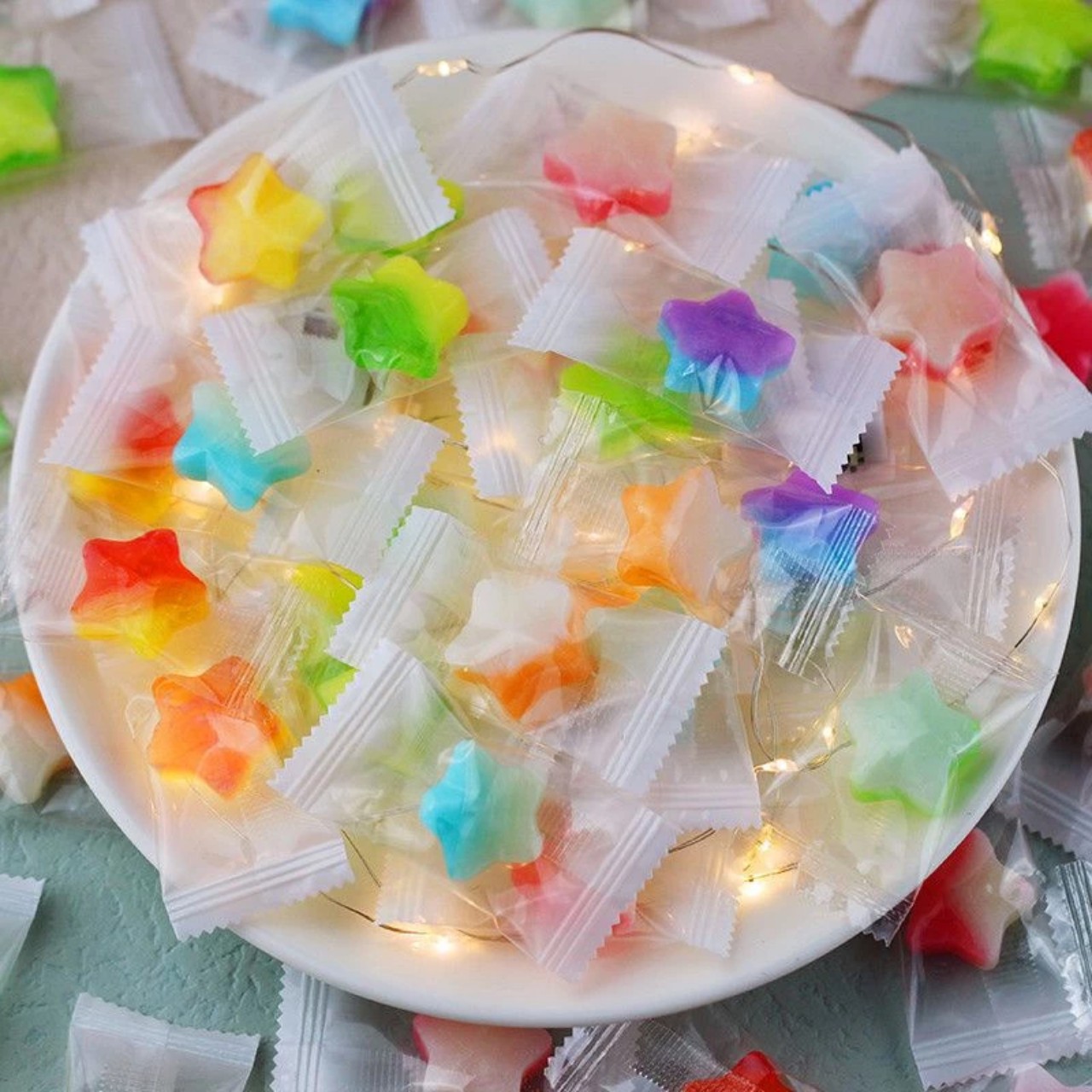 Combo 500g Kẹo cứng trái cây hình ngôi sao 5 cánh - kẹo cứng trái cây hình trái tim siêu dễ thương