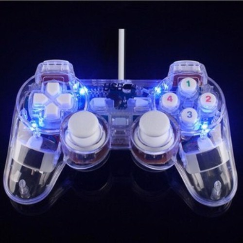 Tay game usb trong suốt đèn led có rung ew702