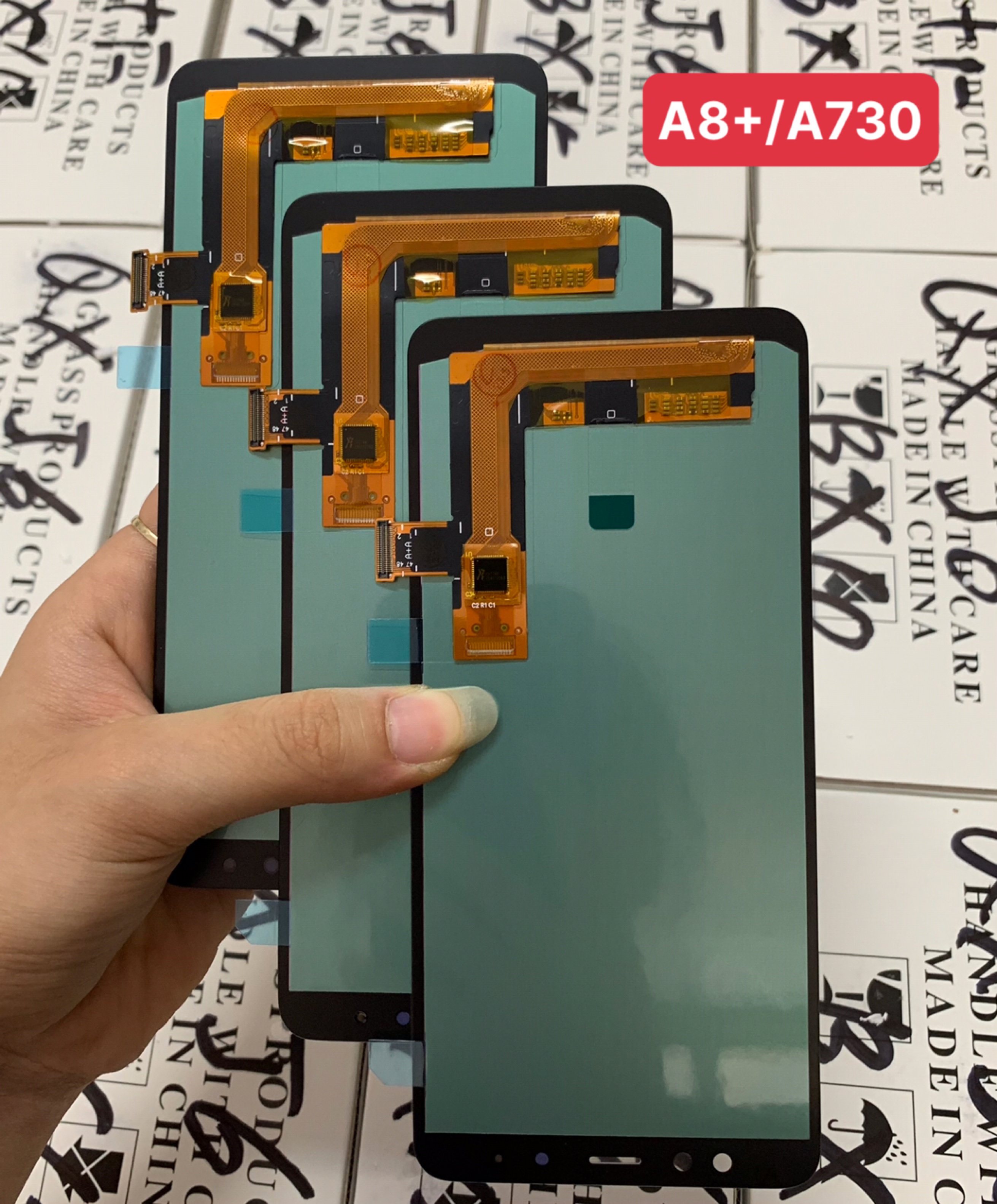 Full galaxy a8 plus 2018, a8 + / a730 oled display in black