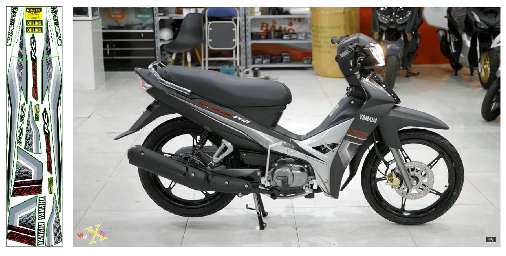 Tem rời sirius zin rc 2022 đẹp , dán xe đen bạc cực chất