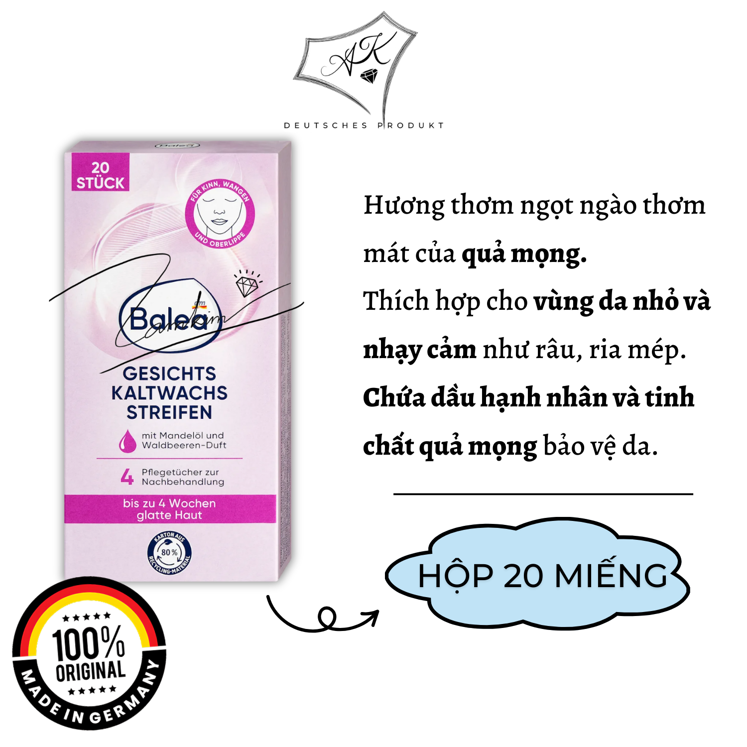 [ Hàng Đức ] Miếng tẩy lông mặt, mép, ria, lông mày - Balea