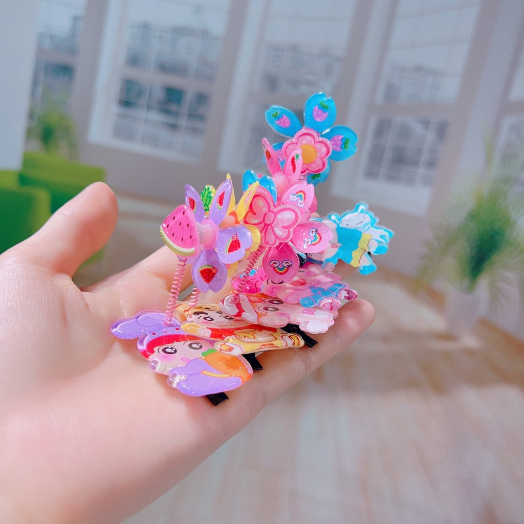 Kẹp tóc cối xay gió, cột tóc lò xo chong chóng hoạt hình