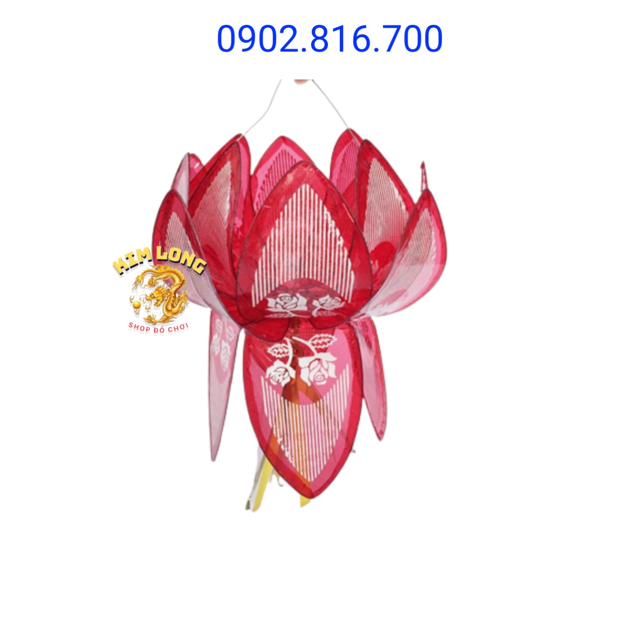Đồ chơi lồng đèn trung thu truyền thống - Lồng đèn kiếng hình BÔNG SEN 35cm tặng 10 đèn cầy quà tặng trung thu