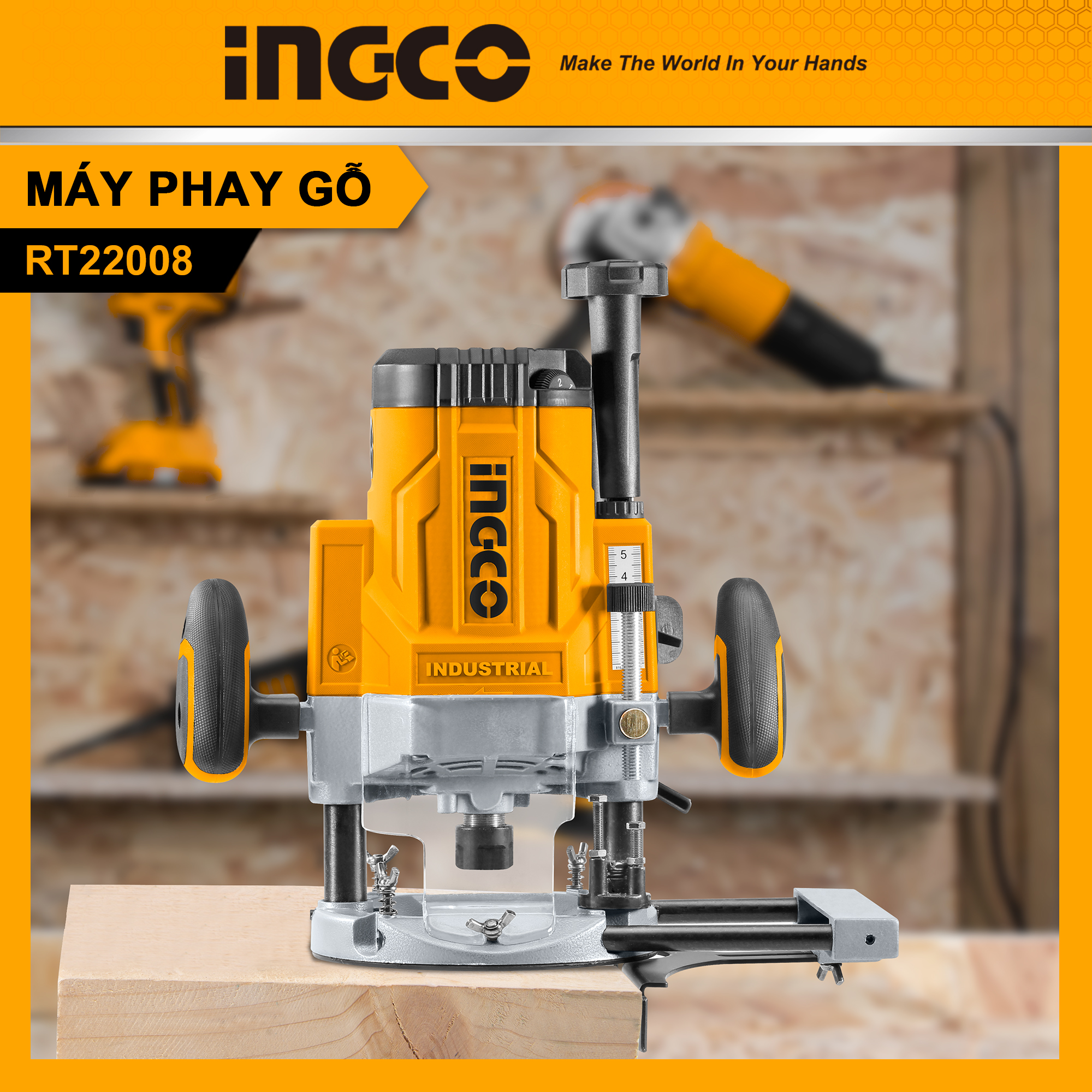 MÁY PHAY GỖ INGCO 2200W 12.7mm RT22008