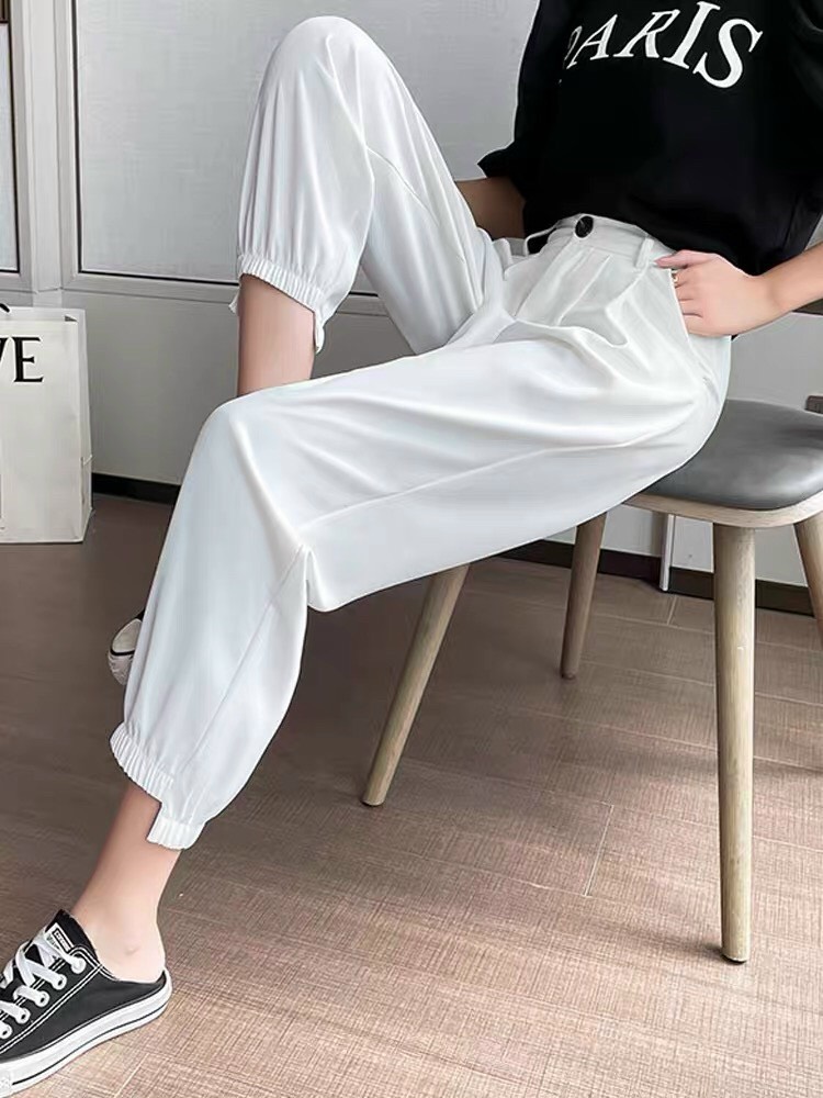 Quần baggy nữ bo gấu cao thấp