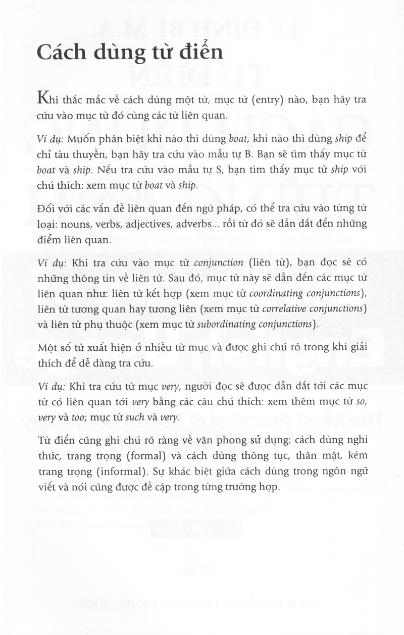 Sách Fahasa - Từ Điển Cách Dùng Tiếng Anh
