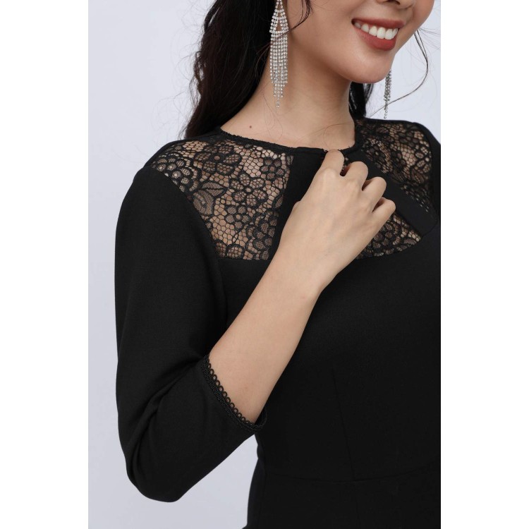 Đầm dài tay phối ren HeraDG - WDC18101