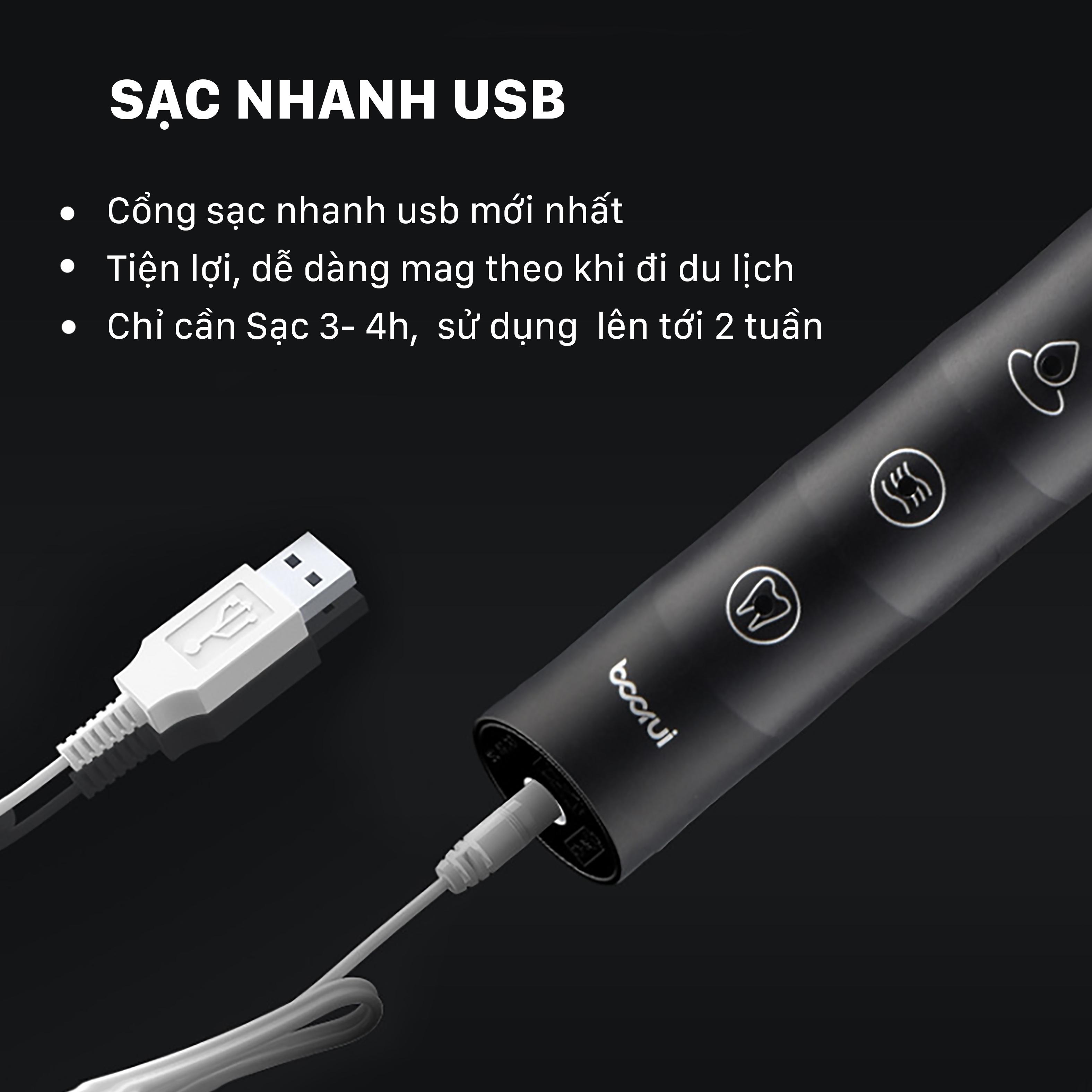 Bàn Chải Điện Sonic Boorui ( Tặng Kèm 3 Đầu Bàn Chải)