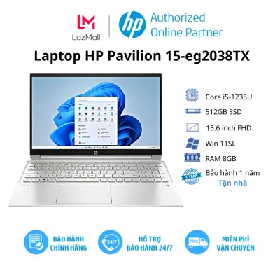 Laptop HP Pavilion 15-eg2038TX / Bạc/ Intel Core i5-1235U (Up to 4,40 GHz, 12MB)/ RAM 8GB/ 256GB SSD/ NVIDIA GeForce MX550 2GB/ 15.6 Inch FHD/ 3 Cell/ Win 11SL/ 1Yr