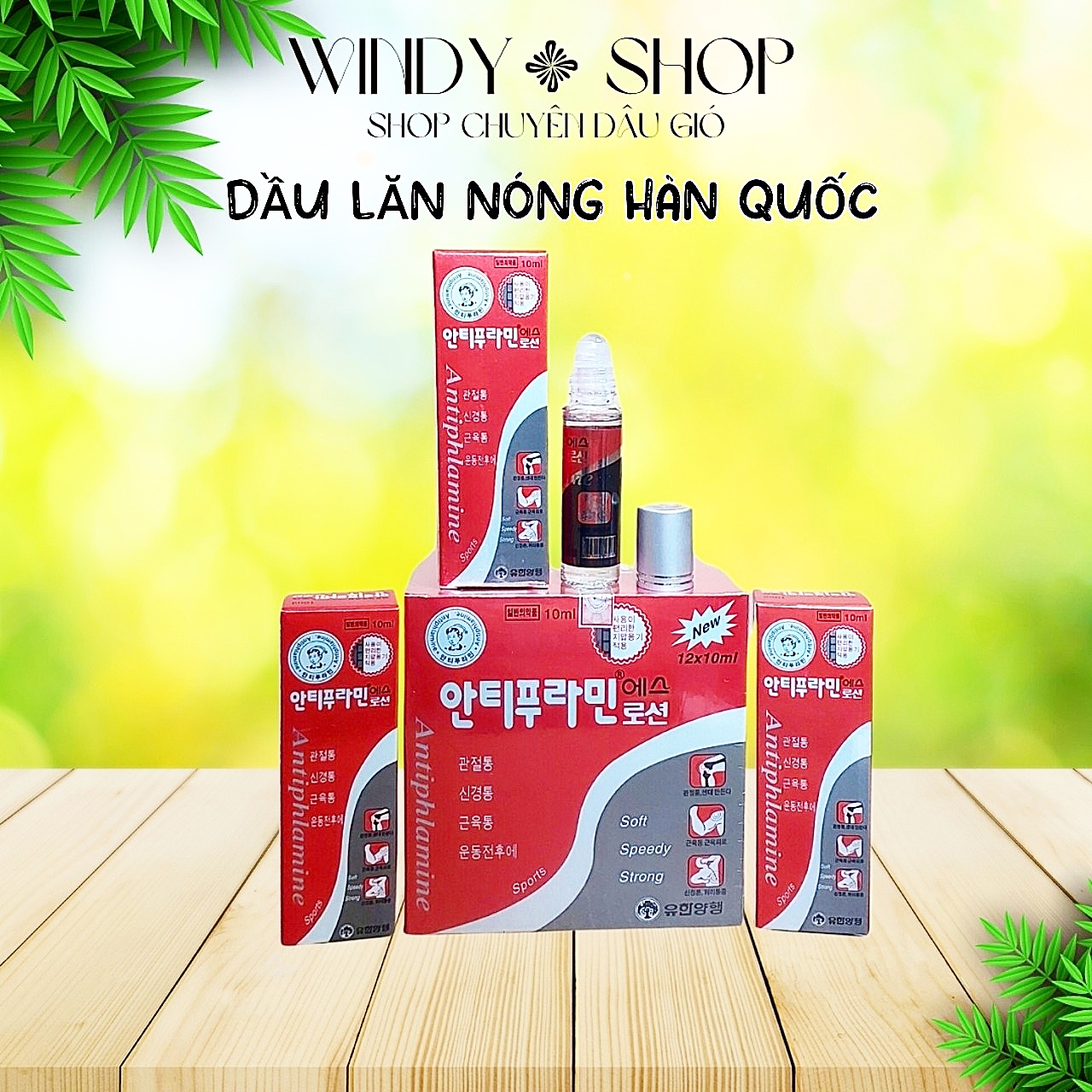 1 lốc 12 chai dầu nóng xoa bóp giảm đau nhức gân cốt từ hàn quốc chai lăn 10ml