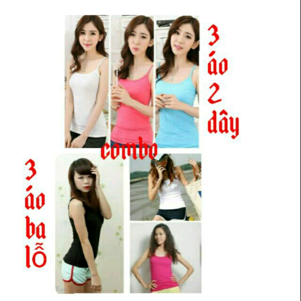 Combo 3 áo thun 2 dây và 3 áo thun 3 lỗ