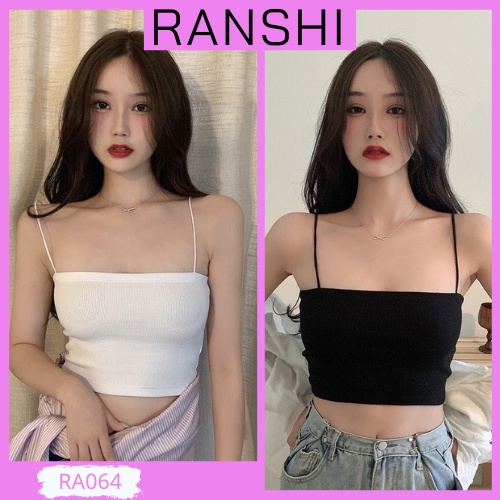 Áo 2 dây sợi bún ranshi áo croptop 2 dây chất thun co giãn 4 chiều dáng basic dễ mix đồ - ra064