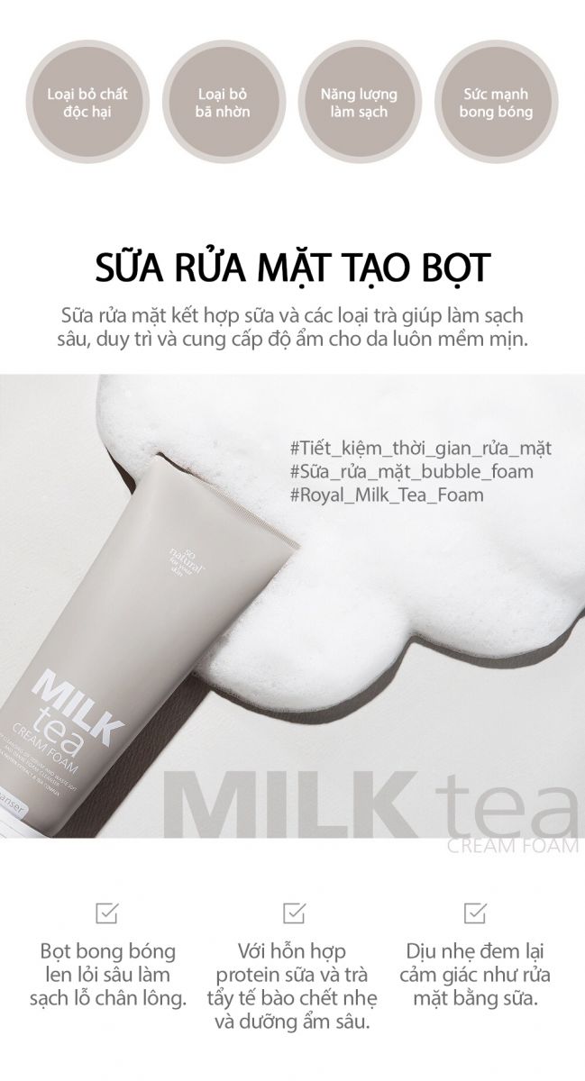 Sữa Rửa Mặt Cấp Ẩm Milk Tea Cream Foam