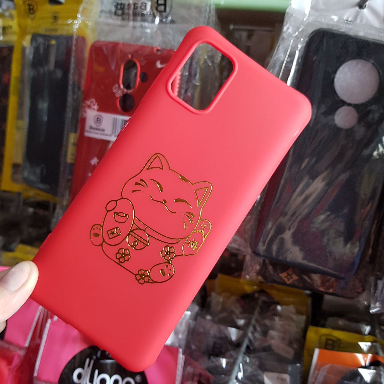 [HCM]Ốp lưng Samsung A51  Ốp tết dẻo đỏ in hình mèo thần tài siêu dễ thương