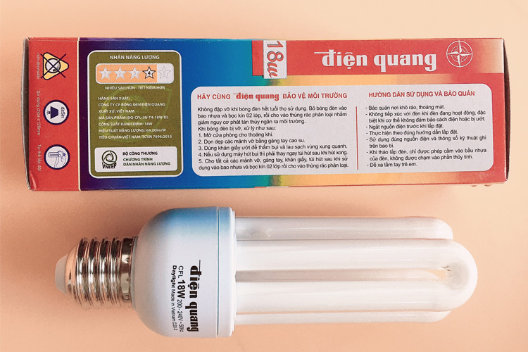[HCM]Bộ 5 bóng đèn Điện Quang 3U 18W