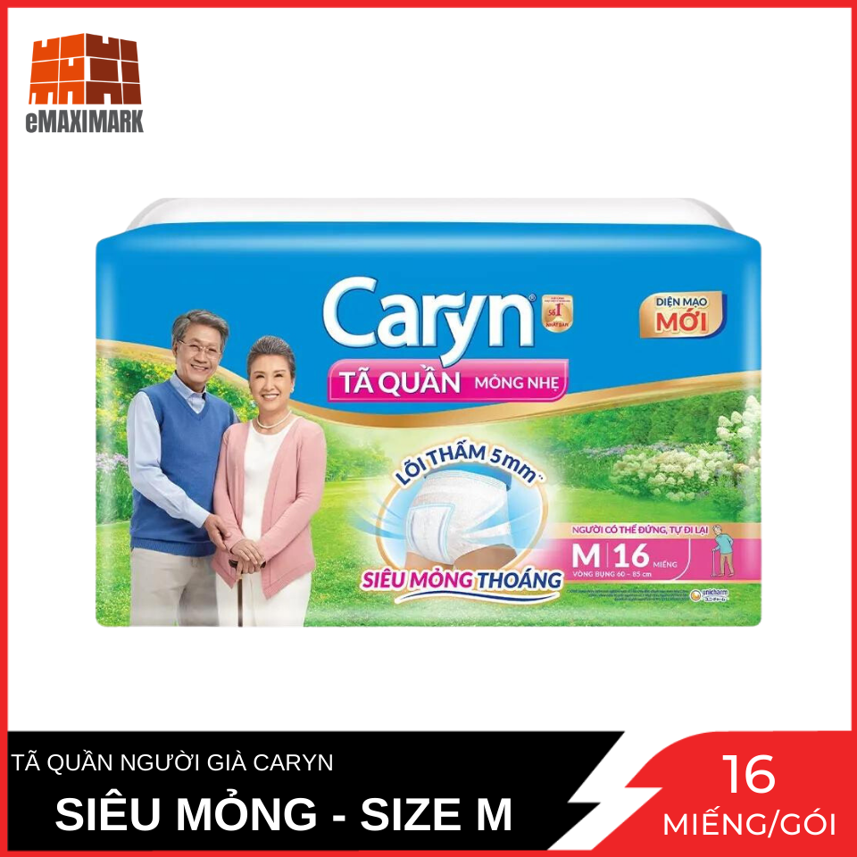Tã quần người già caryn túi size m 16 miếng