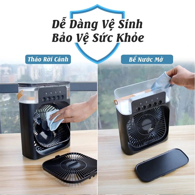 Quạt Điều Hòa Phun Sương Mini Để Bàn Mát Lạnh.