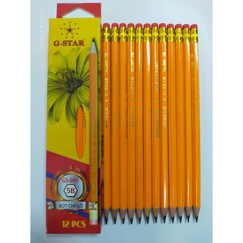 Hộp 12 bút chì Vàng GStar (2B/3B/4B/5B/6B)