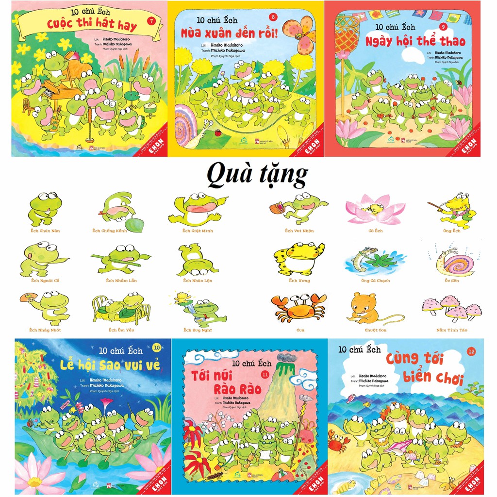 Sách ehon - combo 10 chú ếch phần 2