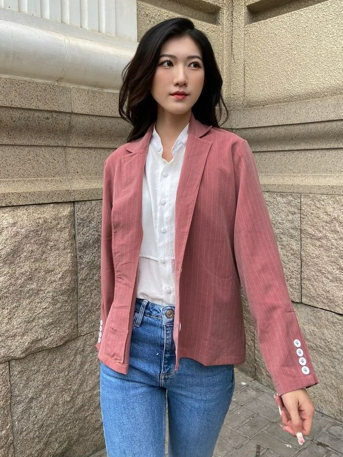 Áo Vest sọc hồng - Lovadova 22O08C001
