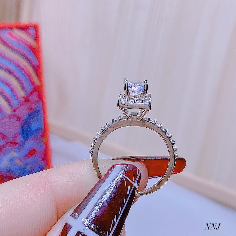 Nhẫn bạc nữ mặt đá vuông chất liệu bằng bạc s925 MS07