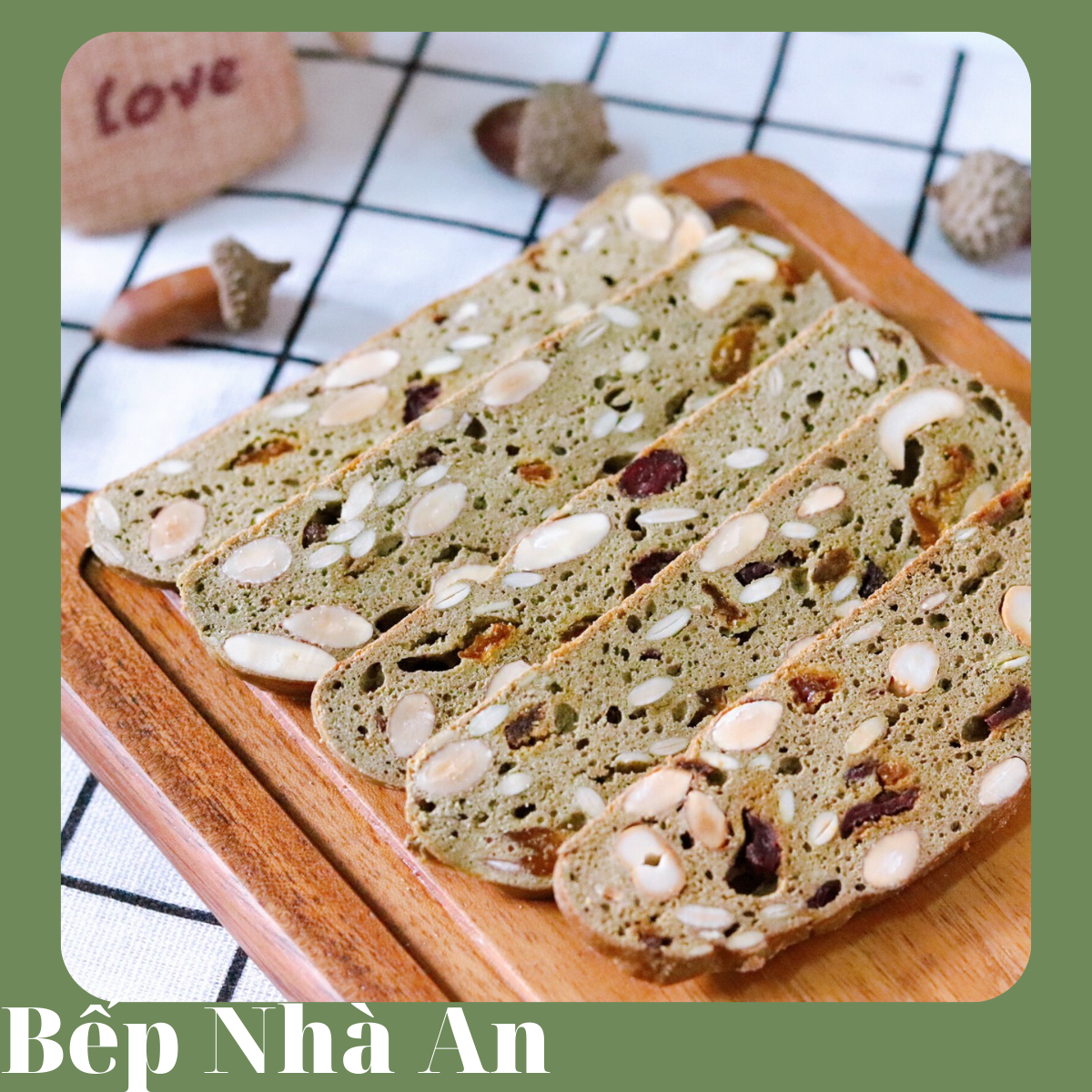 Biscotti (hoàn toàn từ bột mì nguyên cám) - Matcha