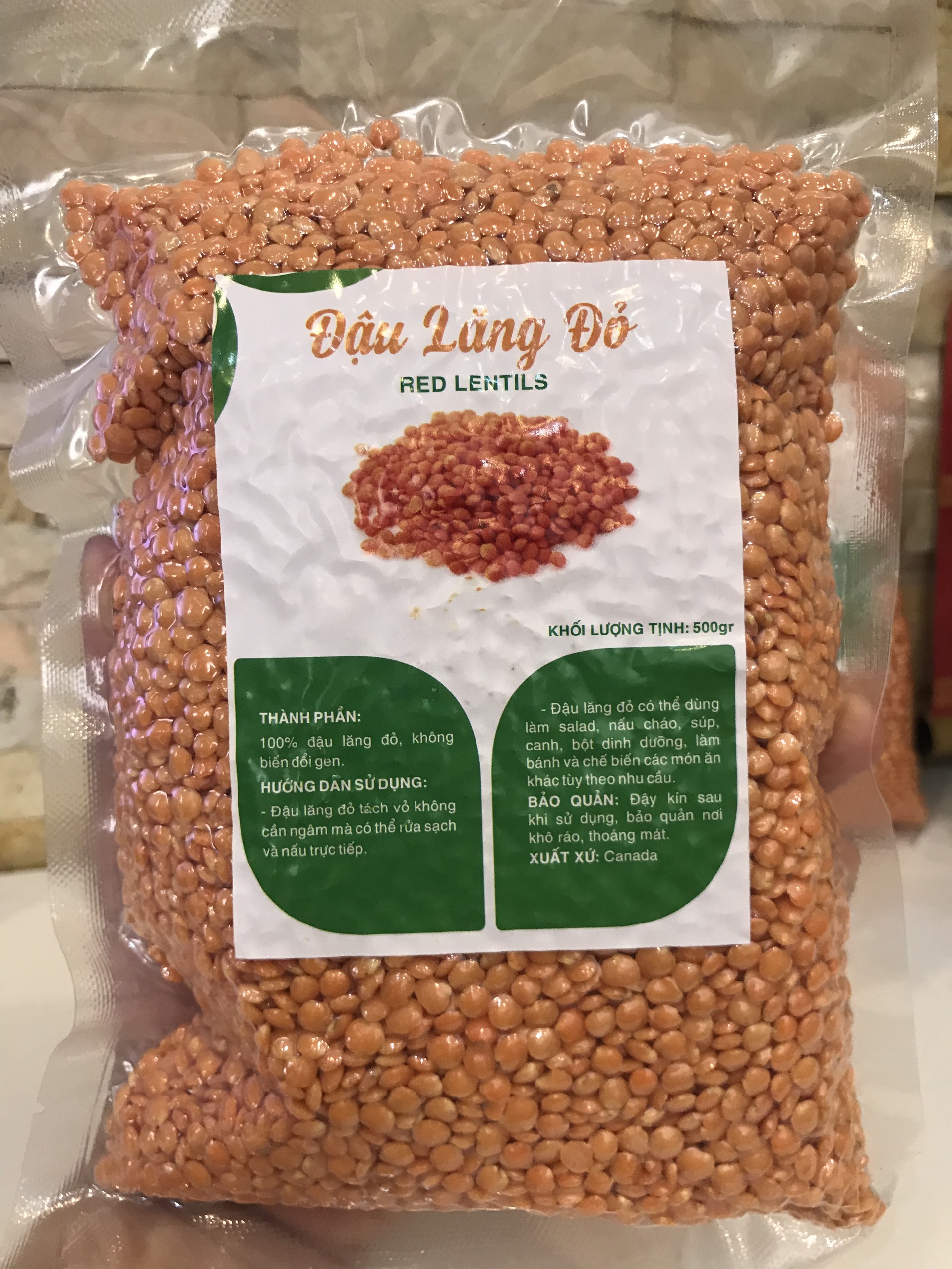 500 GRAM ĐẬU LĂNG ĐỎ ĐÃ TÁCH VỎ (nhập khẩu Argentina)